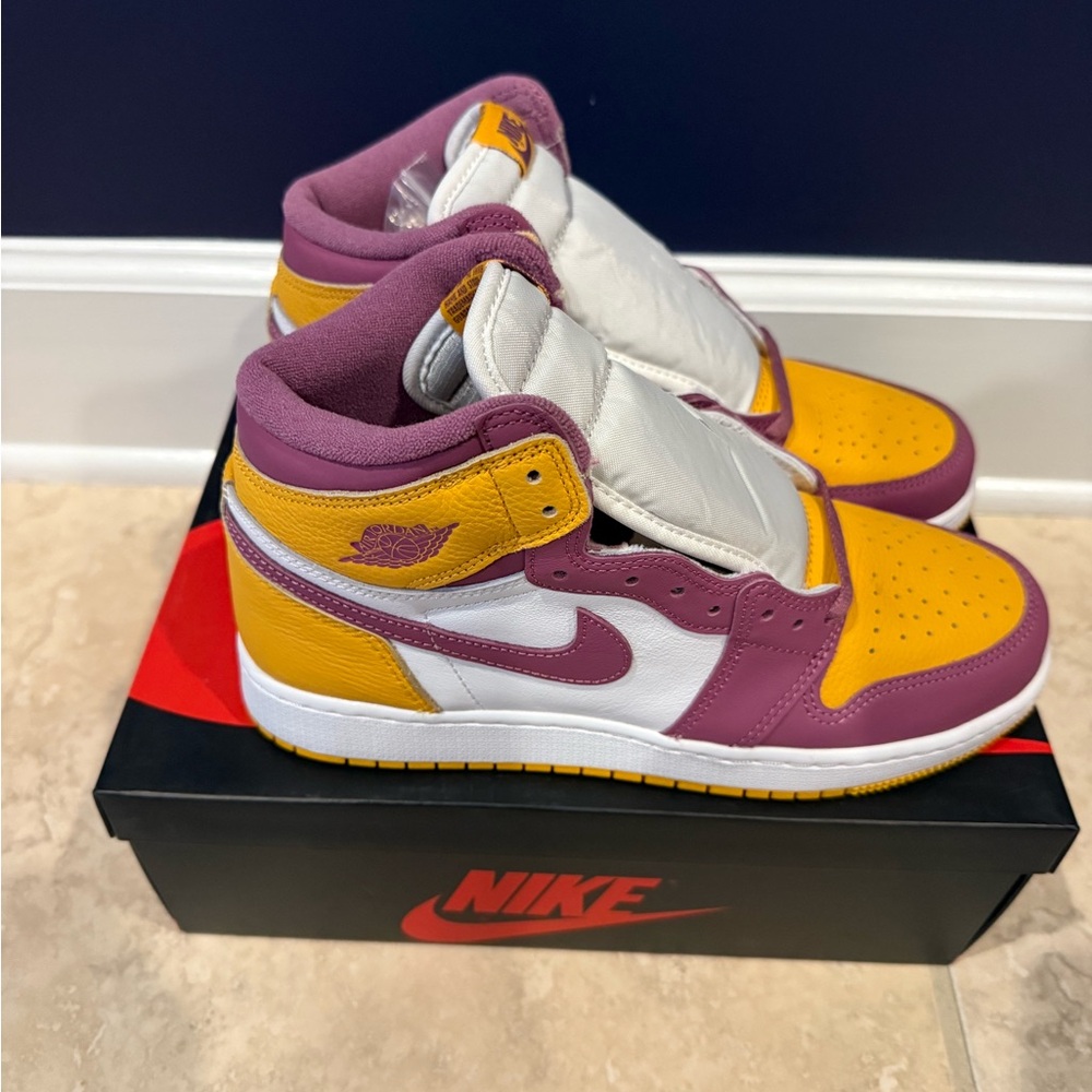Nike Air Jordan Sneakers in White, Yellow, and Purple